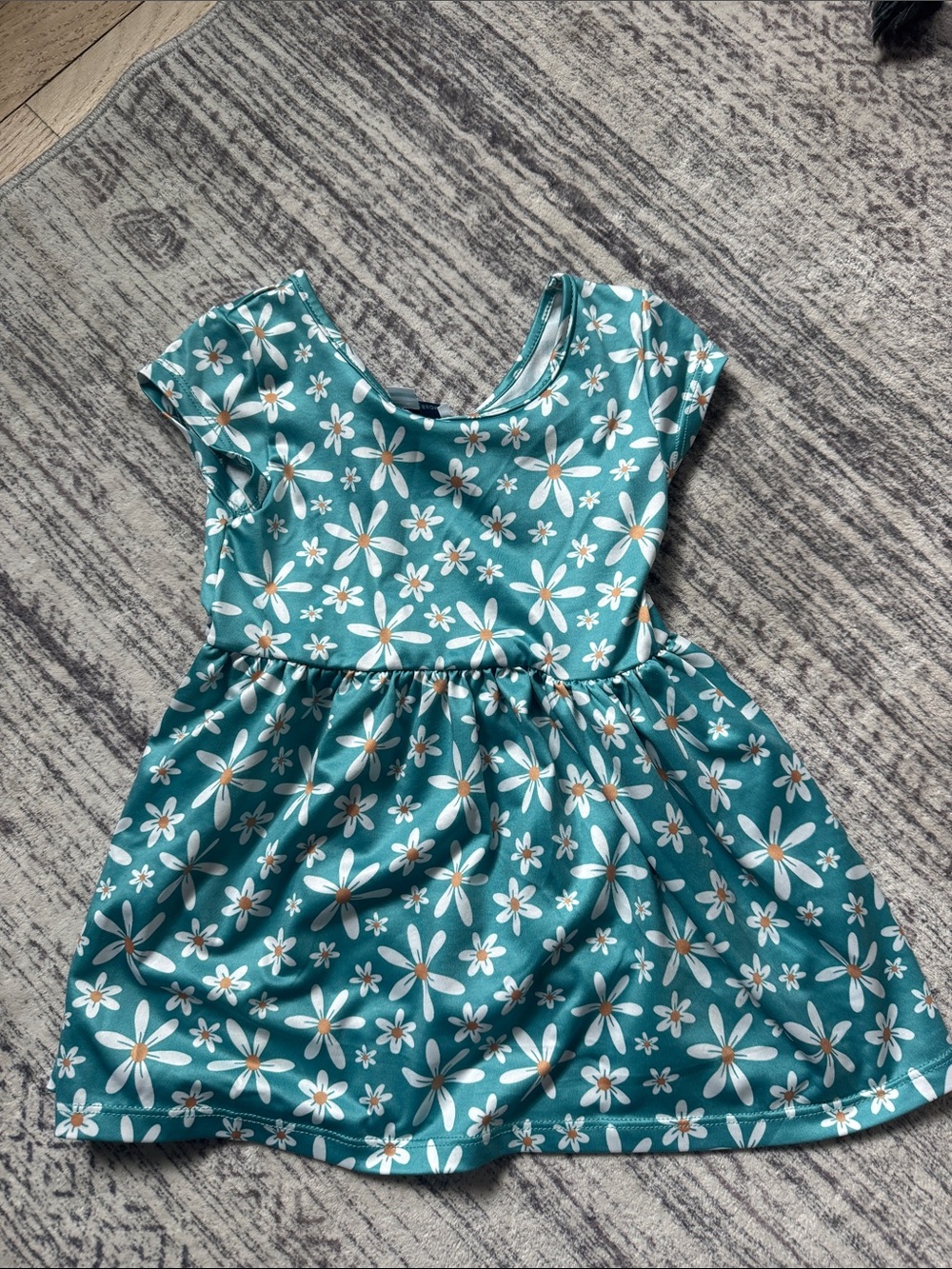 Girls' Teal Floral Daisy Casual Dress